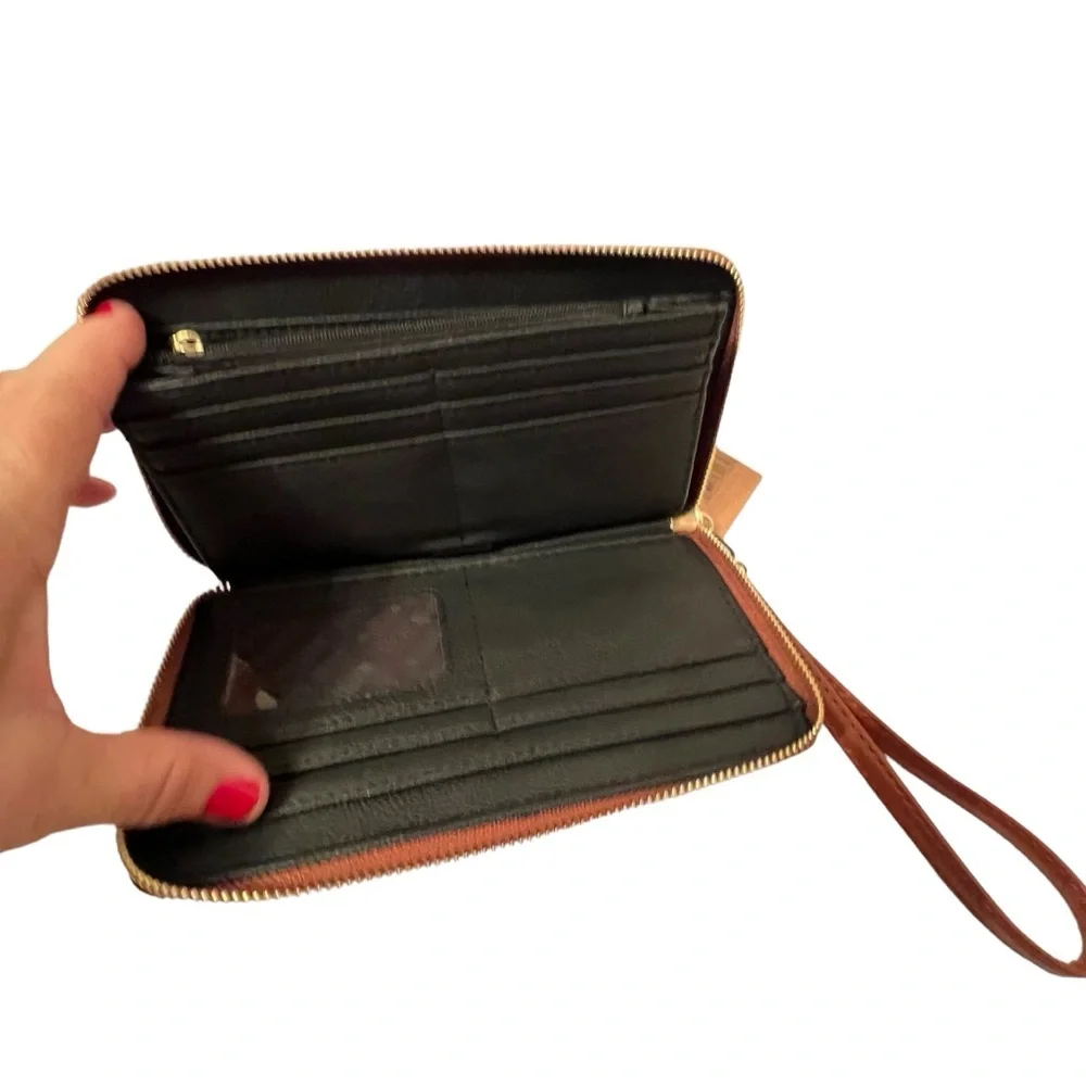 Steve Madden Cognac Zip Around Wristlet/Wallet NWT
